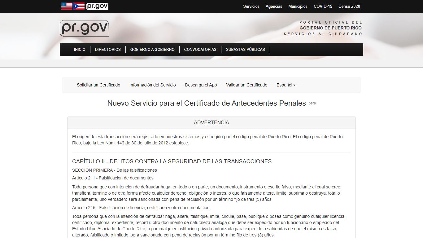 PR.gov - Nuevo Servicio para Solicitar un Certificado de Antecedentes ...